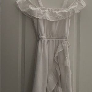 White off the shoulder dress.